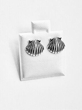 Sterling Silver Seashell Stud Earrings, Silver Earring, Beach Seashells, Ocean